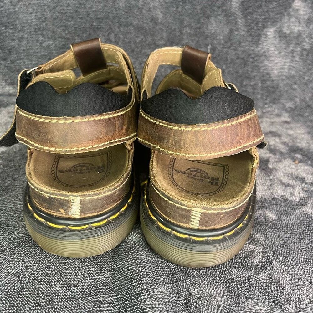 90s Y2K Vintage Brown Chunky Grunge Leather Dr. Martens Sandals Shoes - Made in - Picture 4 of 8